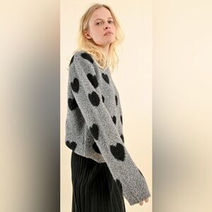 Mini Molly by Molly Bracken Heather Heart Pattern Neckline Sweater. 12Y SEE NOTE